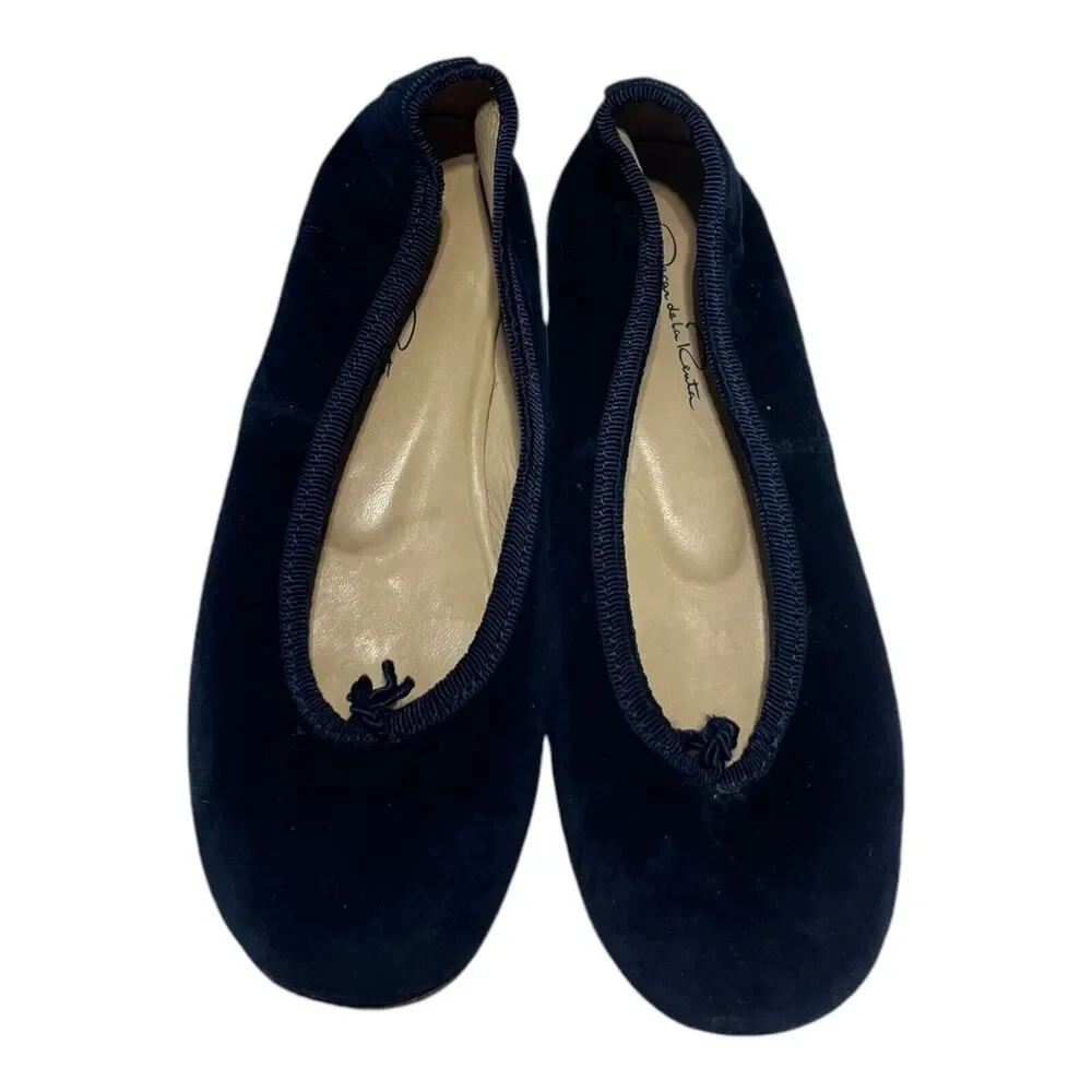 Oscar De La Renta Girls Size 32 US Size 1 Navy Blue Velvet Flats Shoes Holiday